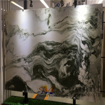 Landscape Painting Marble Wall Background