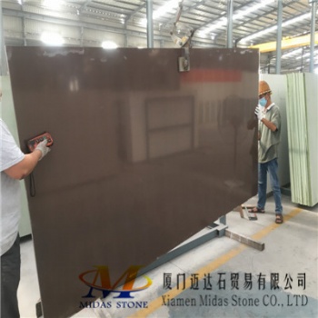 Chinese Pure Brown Quartz Stone Slabs