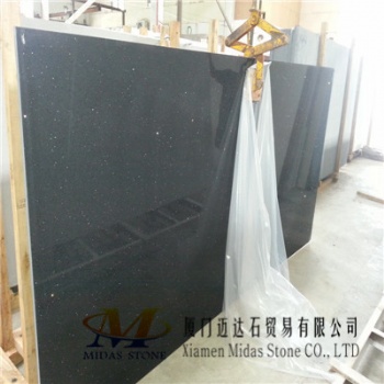 Crystal Black Quartz Stone Slabs