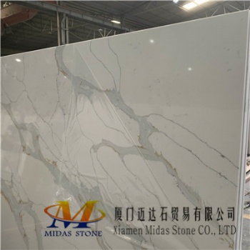 Calacatta White Quartz Stone With Gold Lines