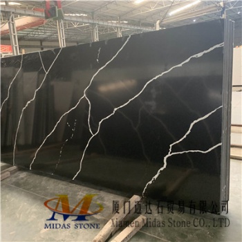 Chinese Calacatta Black Quartz Stone Slabs