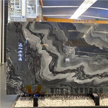 Polished Black Crystal Marble Slabs