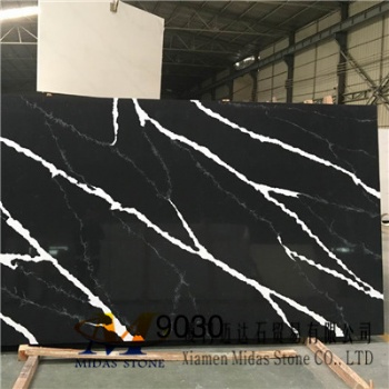 China Calacatta Black Quartz Stone Slabs